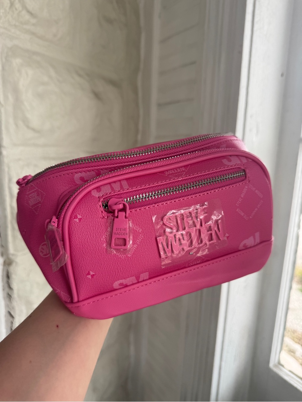 Steve Madden Hot Pink Logo Cosmetic Pouch